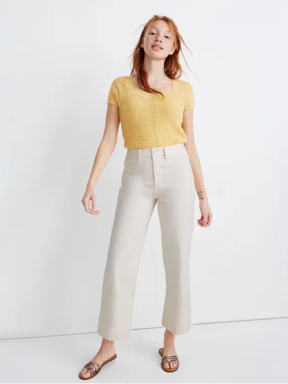 EUC Madewell Slim Emmett Wide Leg Crop in Ecru